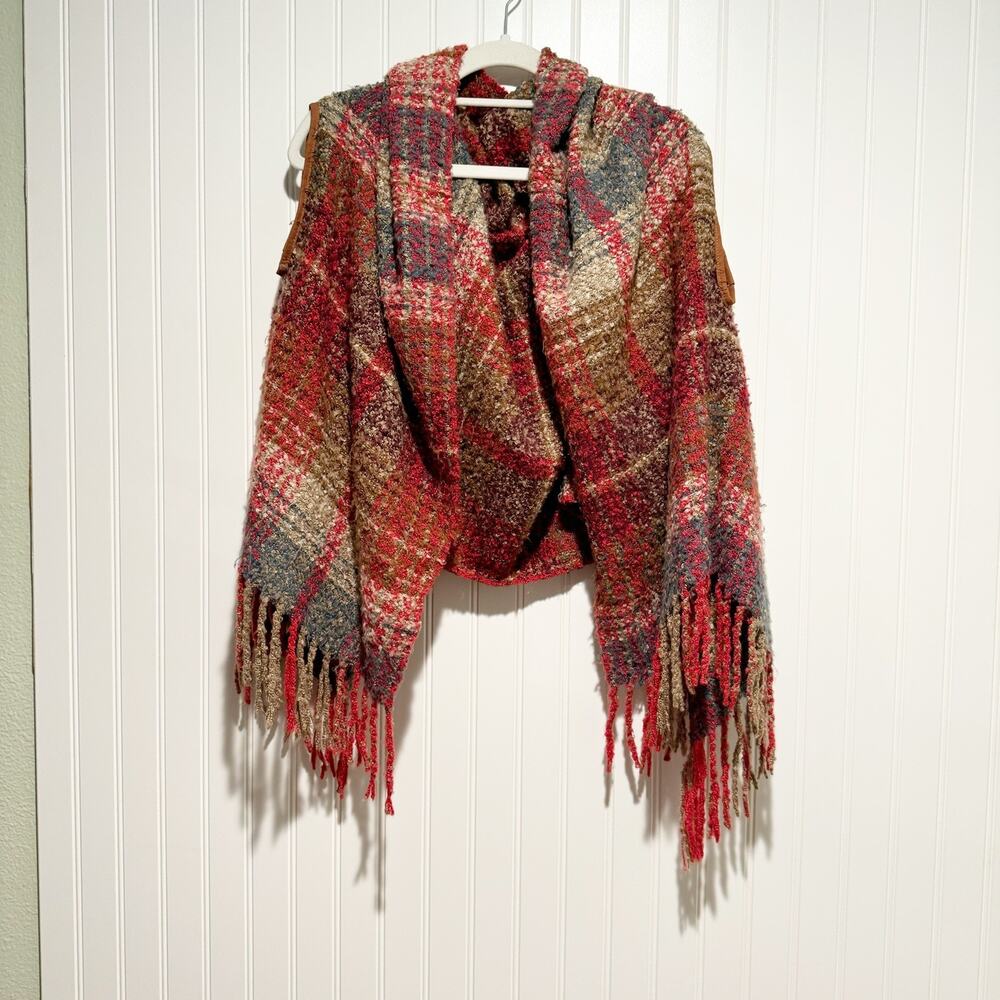 Maurices Plaid Fringe Poncho One Size